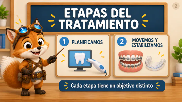 Etapas del tratamiento de ortodoncia: planificación, movimiento y estabilización