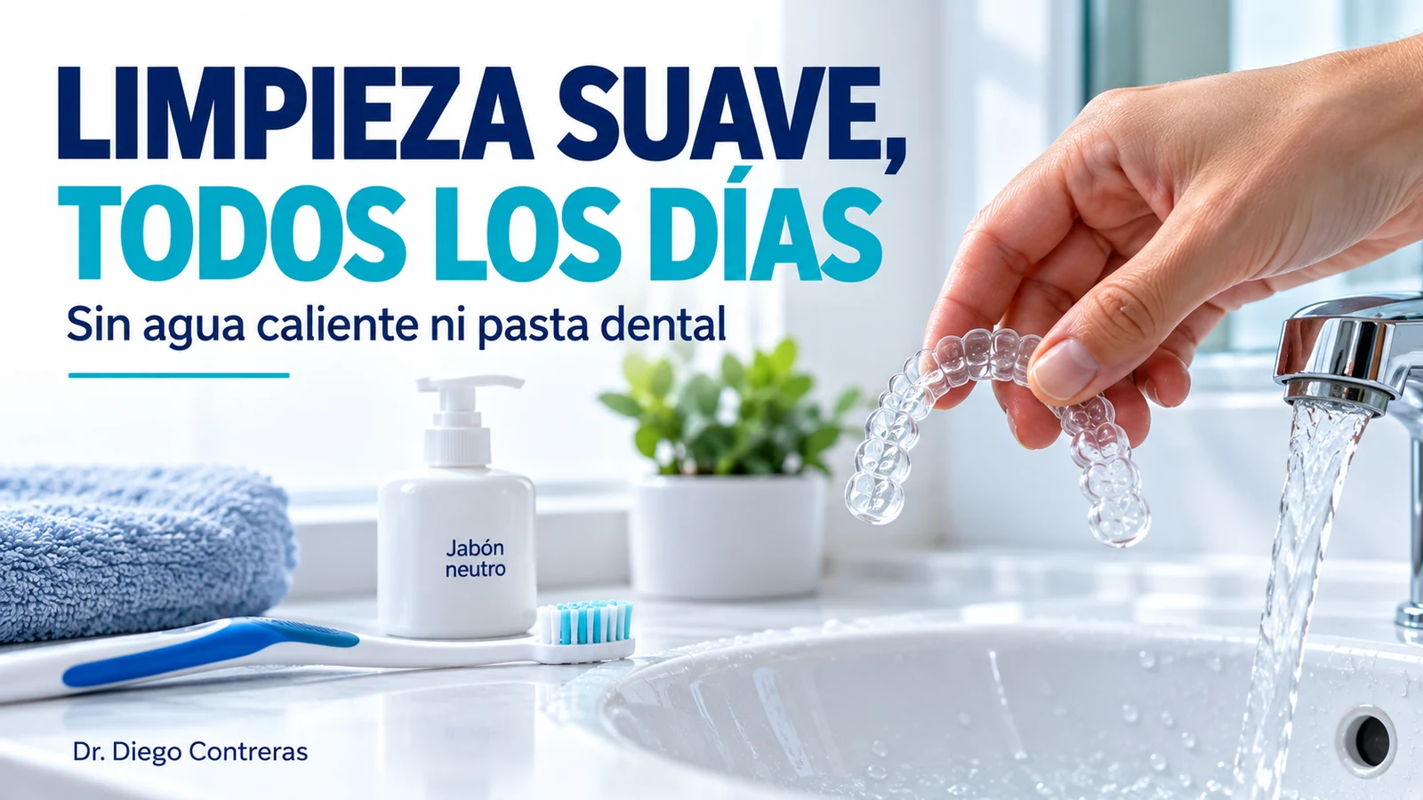 Limpieza suave de una contención transparente con agua y jabón suave