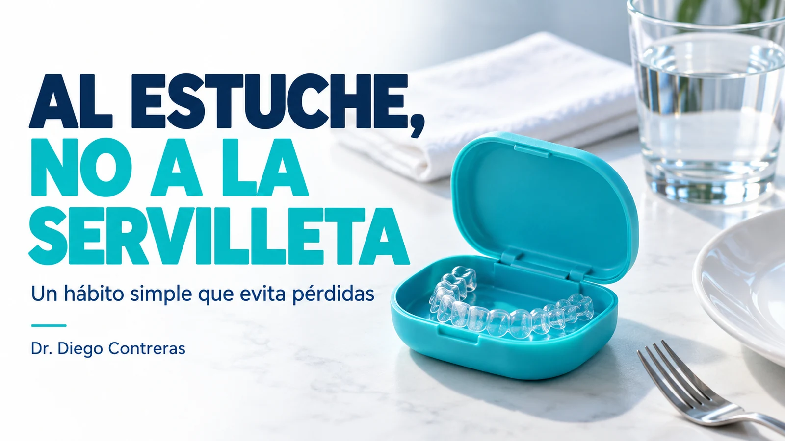 Contención protegida dentro de su estuche, separada de una servilleta